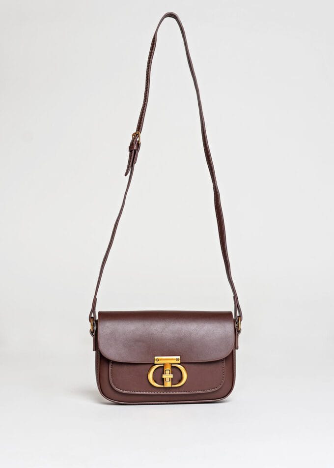 Elegancka Torebka Sienna Brown z łańcuszkiem i złotymi detalami - obrazek 6
