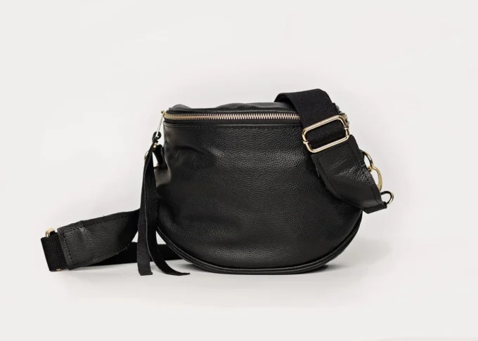 Stylowa torba nerka Lily Black z naturalnej skóry