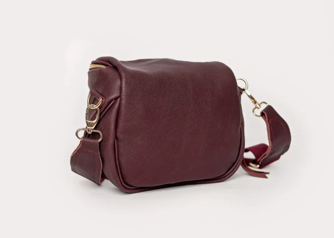 Stylowa torba nerka Lily Burgundy z naturalnej skóry - obrazek 5