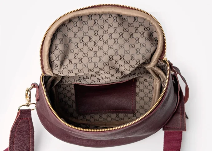 Stylowa torba nerka Lily Burgundy z naturalnej skóry - obrazek 8