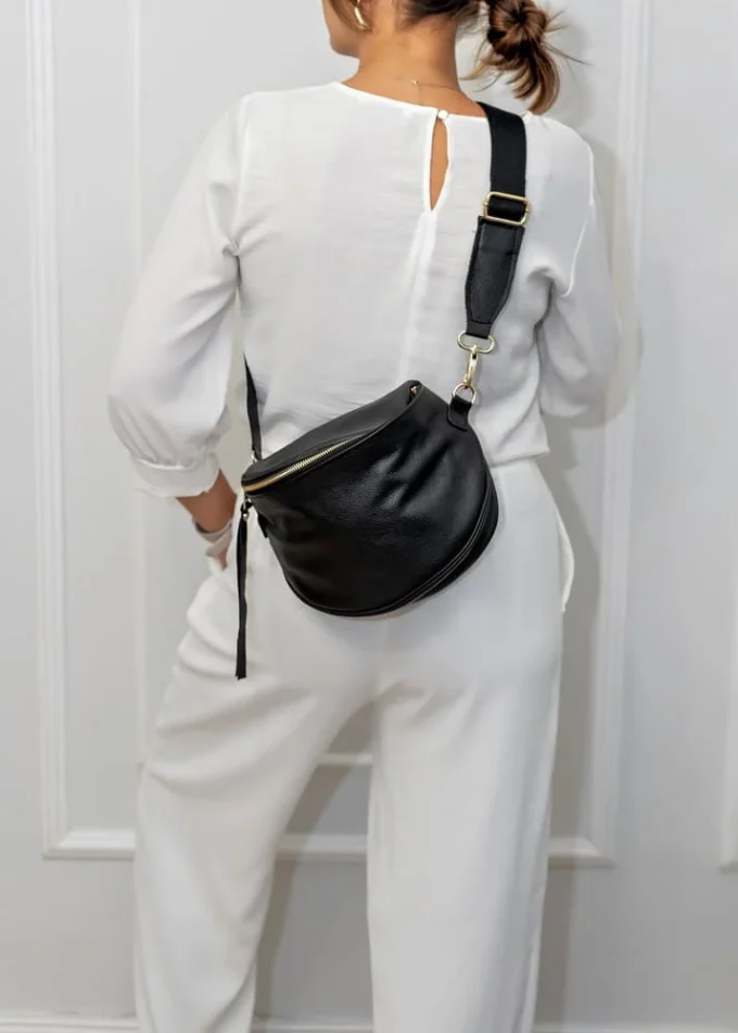 Stylowa torba nerka Lily Black z naturalnej skóry - obrazek 6