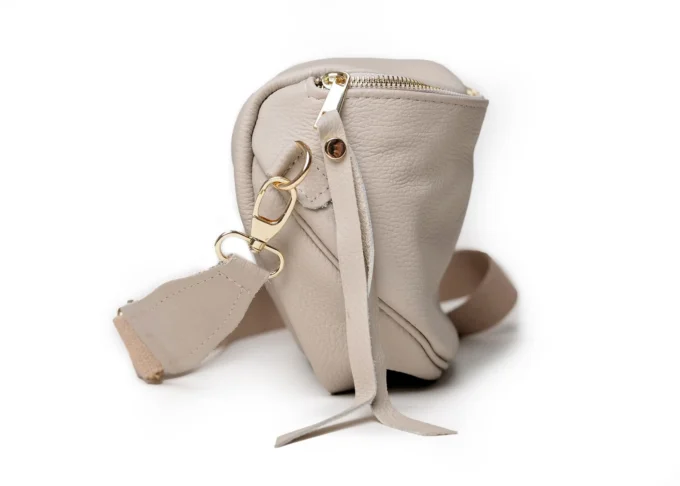 Stylowa torba nerka Lily Beige z naturalnej skór - obrazek 3