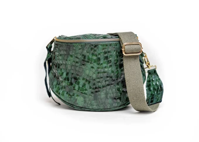 Stylowa zielona nerka Lily Green z naturalnej skóry