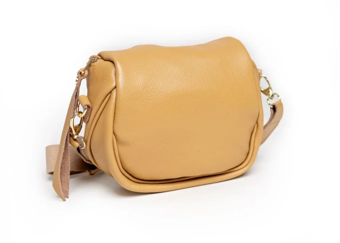 Stylowa żółta nerka Lily Yellow z naturalnej skóry - obrazek 2