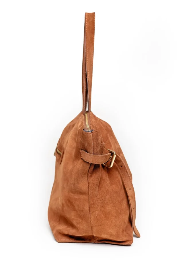 Zamszowa Shopperka do Eleganckich i Casualowych Stylizacji – Mila Ginger - obrazek 5