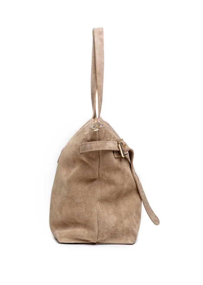 Zamszowa Shopperka do Eleganckich i Casualowych Stylizacji – Mila Beige - obrazek 6
