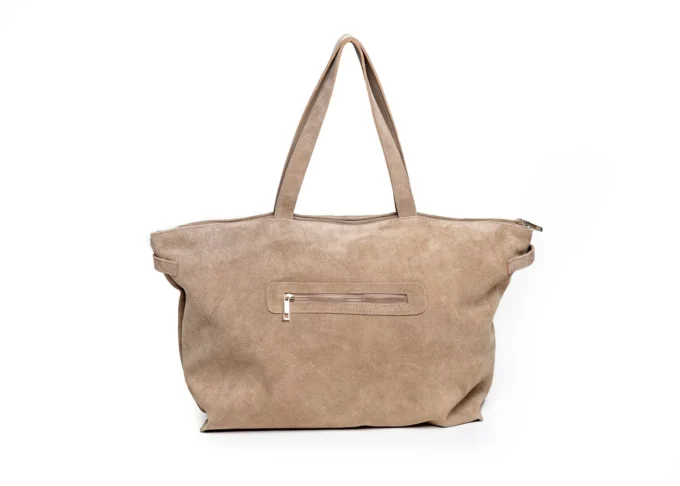 Zamszowa Shopperka do Eleganckich i Casualowych Stylizacji – Mila Beige - obrazek 4