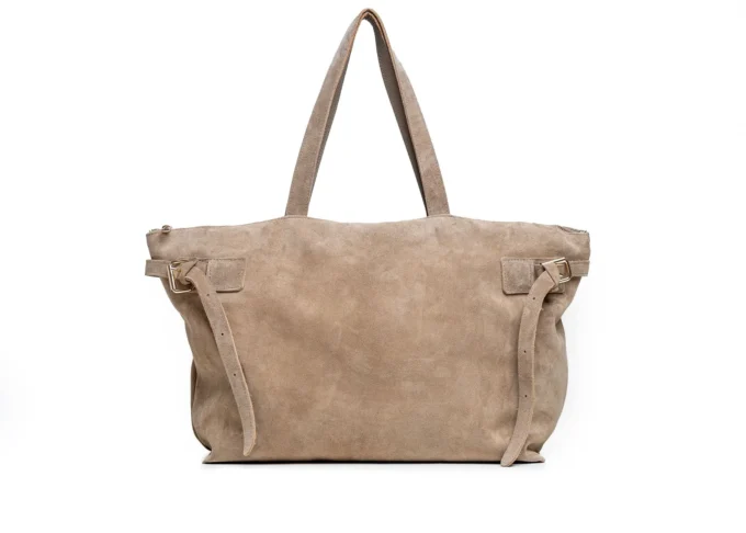 Zamszowa Shopperka do Eleganckich i Casualowych Stylizacji – Mila Beige