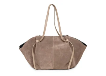 Torebka shopper Noeva z beżowego zamszu – widok z przodu