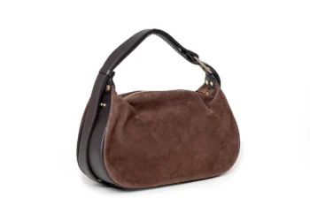 Almira – elegancka torebka zamszowa brązowa widok od frontu