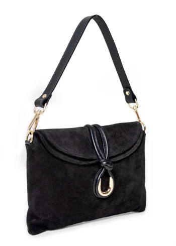 Torebka Flora Black z naturalnego zamszu – widok z przodu