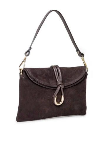 Torebka Flora Chocolate z naturalnego zamszu – widok z przodu