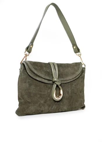 Torebka Flora Olive z naturalnego zamszu – widok z przodu