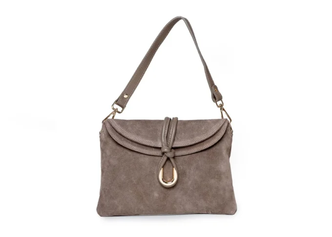 Torebka Flora Taupe z naturalnego zamszu – widok z przodu